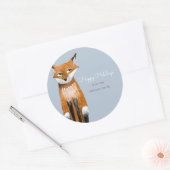 Cute blue Kerstmis Holiday Dierenvos Ronde Sticker (Envelop)