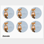 Cute blue Kerstmis Holiday Dierenvos Ronde Sticker (Vel)