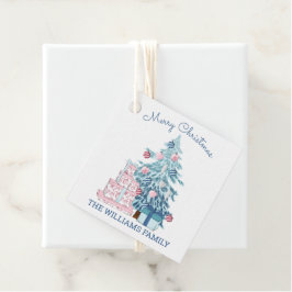 Cute Blue Kerstmis, Merry Kerstry Bedankjes Labels