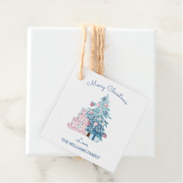 Cute Blue Kerstmis, Merry Kerstry Bedankjes Labels