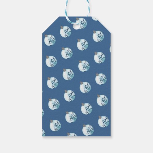 Cute Blue Kerstmis, Merry Kerstry Cadeaulabel (Achterkant)