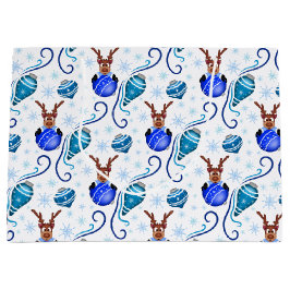 Cute Blue Kids Christmas Reindeer Groot Cadeauzakje
