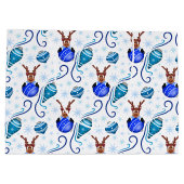 Cute Blue Kids Christmas Reindeer Groot Cadeauzakje (Achterkant)