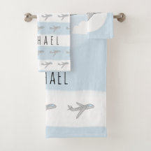 Cute Blue Kinder Blue Airplane Travel Design & Nam