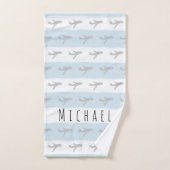 Cute Blue Kinder Blue Airplane Travel Design & Nam Bad Handdoek (Handdoek)