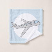 Cute Blue Kinder Blue Airplane Travel Design & Nam Bad Handdoek (Wasdoekje)