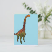 Cute blue kinder brachiosaurus dinosaur art. briefkaart (Staand voorkant)