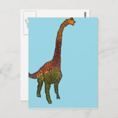 Cute blue kinder brachiosaurus dinosaur art. briefkaart (Voorkant / Achterkant)