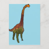 Cute blue kinder brachiosaurus dinosaur art. briefkaart (Voorkant)