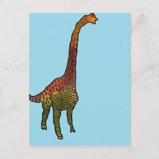 Cute blue kinder brachiosaurus dinosaur art. briefkaart (Voorkant)