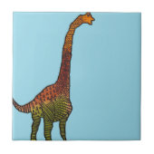 Cute blue kinder brachiosaurus dinosaur art. tegeltje (Voorkant)