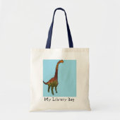 Cute blue kinder brachiosaurus dinosaur art. tote bag (Voorkant)