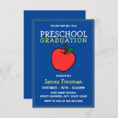 Cute Blue Kinderen Kindergarten Afstuderen Invitat Kaart (Voorkant / Achterkant)
