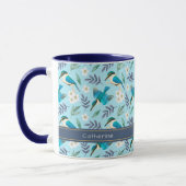 Cute Blue Kingfisher Birds Floral Pattern Name Mok (Links)