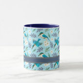 Cute Blue Kingfisher Birds Floral Pattern Name Mok (Midden)