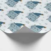 Cute Blue Kitty Cat Kinder Kerstmis Cadeaupapier (Hoek)
