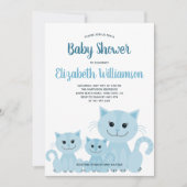 Cute Blue Kitty Cat Kitten Boy Modern Baby shower Kaart (Voorkant)