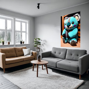 Cute blue koala plush speelgoed   AI Art. Poster