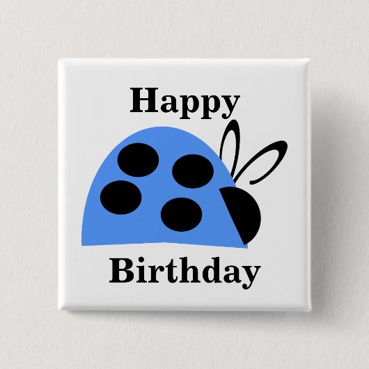 Cute Blue Ladybug Birthday Vierkante Button 5,1 Cm (Voorkant)