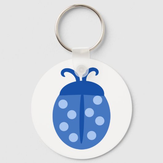 Cute Blue Ladybug Button Sleutelhanger (Voorkant)