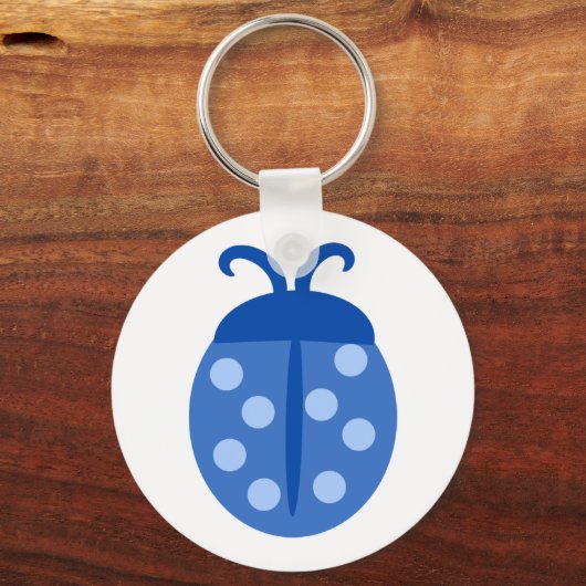 Cute Blue Ladybug Button Sleutelhanger (Voorkant)