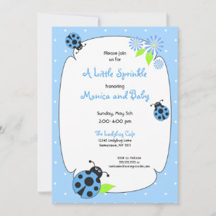 Cute Blue Ladybug Invitation Kaart