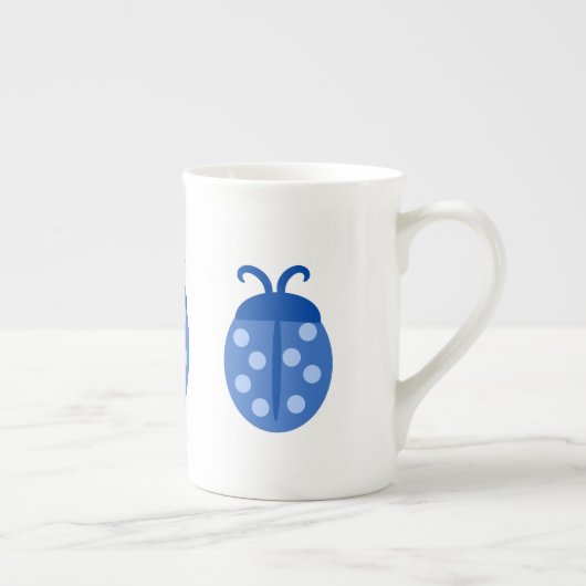 Cute Blue Ladybug Porselein Kop (Rechts)