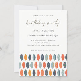 Cute Blue Leafy Botanical any Age Birthday Invite Bedankkaart