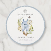 Cute Blue Leafy Foliage Boy Clothes Baby shower Bedankjes Labels (Voorkant)