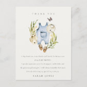 Cute Blue Leafy Foliage Boy Clothes Baby shower Briefkaart (Voorkant)
