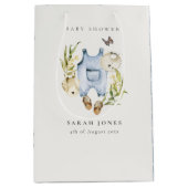 Cute Blue Leafy Foliage Boy Clothes Baby shower Medium Cadeauzakje (Voorkant)