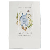 Cute Blue Leafy Foliage Boy Clothes Baby shower Medium Cadeauzakje (Achterkant)