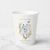 Cute Blue Leafy Foliage Boy Clothes Baby shower Papieren Bekers (Achterkant)