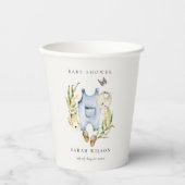 Cute Blue Leafy Foliage Boy Clothes Baby shower Papieren Bekers (Voorkant)