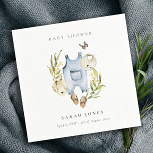 Cute Blue Leafy Foliage Boy Clothes Baby shower Servet