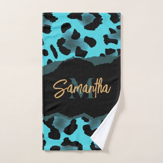 Cute Blue Leopard Print Bad Handdoek (Handdoek)