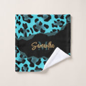 Cute Blue Leopard Print Bad Handdoek (Wasdoekje)