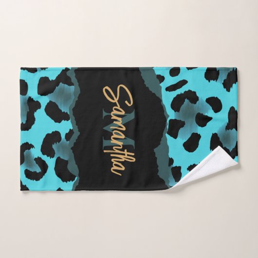 Cute Blue Leopard Print Bad Handdoek (Handdoek)