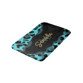 Cute Blue Leopard Print Badmat (Gekanteld)