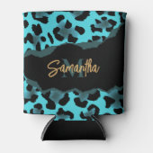 Cute Blue Leopard Print Blikjeskoeler (Voorkant)