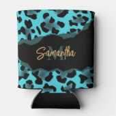 Cute Blue Leopard Print Blikjeskoeler (Achterkant)