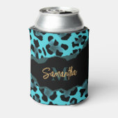 Cute Blue Leopard Print Blikjeskoeler (Blikje Achterkant)