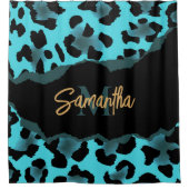 Cute Blue Leopard Print Douchegordijn (Voorkant)