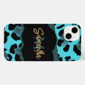Cute Blue Leopard Print iPhone Hoesje (Achterkant horizontaal)