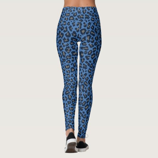 Cute Blue Leopard Print Leggings (Achterkant)