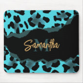 Cute Blue Leopard Print Muismat (Voorkant)