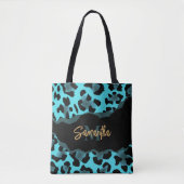 Cute Blue Leopard Print Tote Bag (Voorkant)