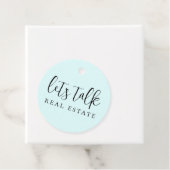 Cute Blue Let's Talk Real Estate Bedankjes Labels (In situ)
