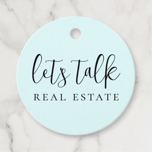Cute Blue Let's Talk Real Estate Bedankjes Labels (Voorkant)