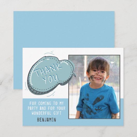 Cute Blue Lijst Birthday Bedankt voor je foto (Voorkant / Achterkant)